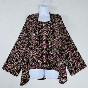 Chicos Travelers Sz 2 Multicolor Chevron Zig Zag Kimono Sleeve Jacket & Tank Top